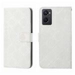 For OPPO A96 4G Ethnic Style Embossed Pattern Leather Phone Case(White)