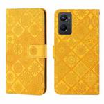 For OPPO A96 4G Ethnic Style Embossed Pattern Leather Phone Case(Yellow)