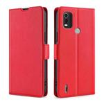 For Nokia C21 Plus Ultra-thin Voltage Side Buckle Horizontal Flip Leather Phone Case(Red)