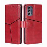 For Motorola Moto G62 5G Geometric Stitching Horizontal Flip Leather Phone Case(Red)