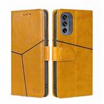 For Motorola Moto G62 5G Geometric Stitching Horizontal Flip Leather Phone Case(Yellow)