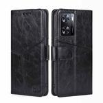 For OPPO A57 4G 2022 Geometric Stitching Horizontal Flip Leather Phone Case(Black)