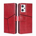 For OPPO Reno7 A JP Version Geometric Stitching Horizontal Flip Leather Phone Case(Red)