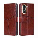 For Huawei nova 10 Geometric Stitching Horizontal Flip Leather Phone Case(Dark Brown)