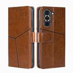 For Huawei nova 10 Pro Geometric Stitching Horizontal Flip Leather Phone Case(Light Brown)