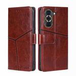 For Huawei nova 10 Pro Geometric Stitching Horizontal Flip Leather Phone Case(Dark Brown)