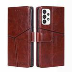 For Samsung Galaxy A73 5G Geometric Stitching Horizontal Flip Leather Phone Case(Dark Brown)