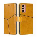 For Samsung Galaxy M13 Geometric Stitching Horizontal Flip Leather Phone Case(Yellow)