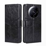 For Xiaomi 12S Ultra Geometric Stitching Horizontal Flip Leather Phone Case(Black)