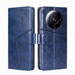 For Xiaomi 12S Ultra Geometric Stitching Horizontal Flip Leather Phone Case(Blue)
