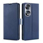 For Honor 70 Ultra-thin Voltage Side Buckle Horizontal Flip Leather Phone Case(Blue)