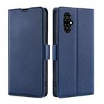 For Xiaomi Poco M4 5G Ultra-thin Voltage Side Buckle Horizontal Flip Leather Phone Case(Blue)