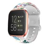 For Fitbit Versa Printing Butterfly Buckle Silicone Watch Band(Flowers)
