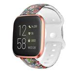For Fitbit Versa Printing Butterfly Buckle Silicone Watch Band(Colorful Skull)