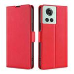 For OnePlus Ace/10R Ultra-thin Voltage Side Buckle Horizontal Flip Leather Phone Case(Red)