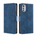 For Motorola Moto E32 4G Skin Feel Crocodile Magnetic Clasp Leather Phone Case(Blue)
