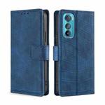 For Motorola Edge 30 Skin Feel Crocodile Magnetic Clasp Leather Phone Case(Blue)