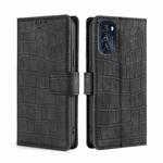For Motorola Moto G 5G 2022 Skin Feel Crocodile Magnetic Clasp Leather Phone Case(Black)