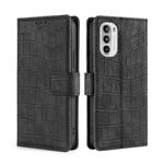 For Motorola Moto G52 4G/G82 5G Skin Feel Crocodile Magnetic Clasp Leather Phone Case(Black)