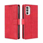 For Motorola Moto G52 4G/G82 5G Skin Feel Crocodile Magnetic Clasp Leather Phone Case(Red)