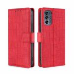 For Motorola Moto G62 5G Skin Feel Crocodile Magnetic Clasp Leather Phone Case(Red)