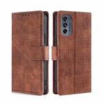 For Motorola Moto G62 5G Skin Feel Crocodile Magnetic Clasp Leather Phone Case(Brown)