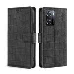 For OPPO A57 4G 2022 Skin Feel Crocodile Magnetic Clasp Leather Phone Case(Black)