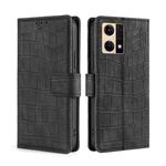 For OPPO Reno7 4G/F21 Pro 4G Skin Feel Crocodile Magnetic Clasp Leather Phone Case(Black)