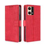 For OPPO Reno7 4G/F21 Pro 4G Skin Feel Crocodile Magnetic Clasp Leather Phone Case(Red)