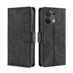 For OPPO Reno8 5G Skin Feel Crocodile Magnetic Clasp Leather Phone Case(Black)