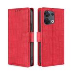 For OPPO Reno8 5G Skin Feel Crocodile Magnetic Clasp Leather Phone Case(Red)