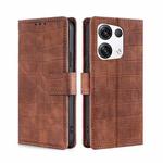 For OPPO Reno8 Pro+ 5G Skin Feel Crocodile Magnetic Clasp Leather Phone Case(Brown)