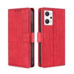 For OPPO Reno7 A JP Version Skin Feel Crocodile Magnetic Clasp Leather Phone Case(Red)