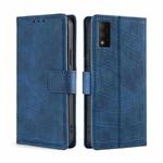 For TCL 30T T603DL Skin Feel Crocodile Magnetic Clasp Leather Phone Case(Blue)