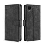 For TCL 30Z T602DL Skin Feel Crocodile Magnetic Clasp Leather Phone Case(Black)