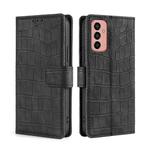 For Samsung Galaxy M13 Skin Feel Crocodile Magnetic Clasp Leather Phone Case(Black)