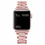 Diamond Metal Watch Band For Apple Watch Ultra 49mm / Series 8&7 45mm / SE 2&6&SE&5&4 44mm / 3&2&1 42mm(Pink)