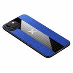 For iPhone 14 XINLI Stitching Cloth Textue TPU Phone Case (Blue)