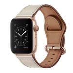 Genuine Leather Watch Band For Apple Watch Series 8&7 41mm / SE 2&6&SE&5&4 40mm / 3&2&1 38mm(Beige)