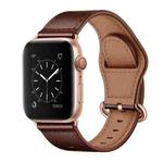 Genuine Leather Watch Band For Apple Watch Series 8&7 41mm / SE 2&6&SE&5&4 40mm / 3&2&1 38mm(Dark Brown Oil Texture)