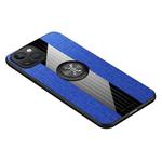 For iPhone 14 Plus XINLI Stitching Cloth Textue Ring Holder TPU Case (Blue)