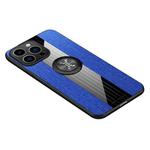 For iPhone 14 Pro XINLI Stitching Cloth Textue Ring Holder TPU Case(Blue)