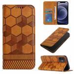 For iPhone 12 mini Football Texture Magnetic Leather Flip Phone Case (Khaki)