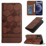 For iPhone 12 mini Football Texture Magnetic Leather Flip Phone Case (Brown)