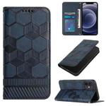 For iPhone 12 mini Football Texture Magnetic Leather Flip Phone Case (Dark Blue)