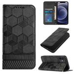 For iPhone 12 mini Football Texture Magnetic Leather Flip Phone Case (Black)