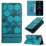 For iPhone 12 / 12 Pro Football Texture Magnetic Leather Flip Phone Case(Light Blue)