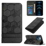 For iPhone 12 / 12 Pro Football Texture Magnetic Leather Flip Phone Case(Black)