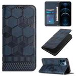 For iPhone 12 Pro Max Football Texture Magnetic Leather Flip Phone Case(Dark Blue)