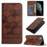 For iPhone 11 Pro Football Texture Magnetic Leather Flip Phone Case (Brown)
